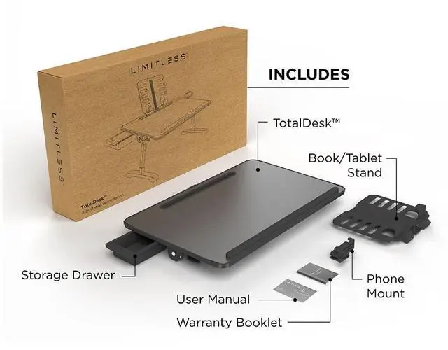 Alt view image 3 of 7 - LimitlessPortable Modern Workstation and Lap Desk with Adjustable Height & Tilt (Black)