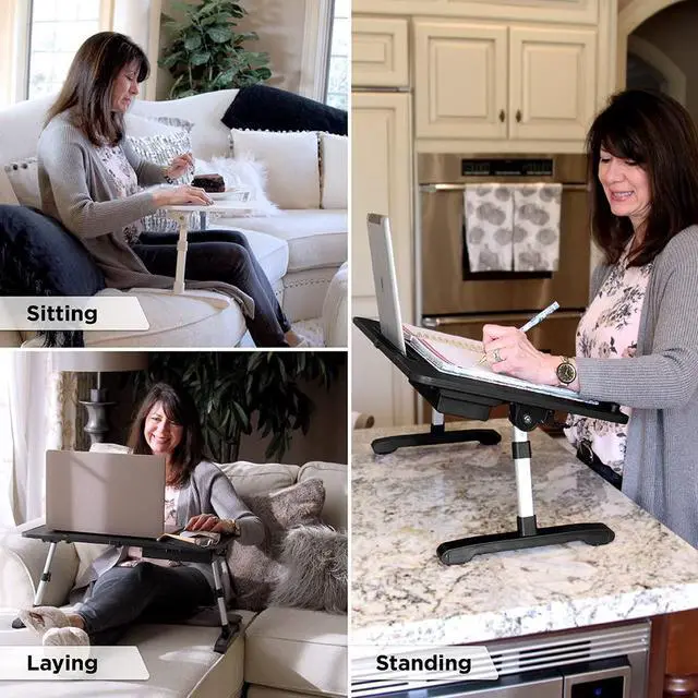 Alt view image 7 of 7 - LimitlessPortable Modern Workstation and Lap Desk with Adjustable Height & Tilt (Black)