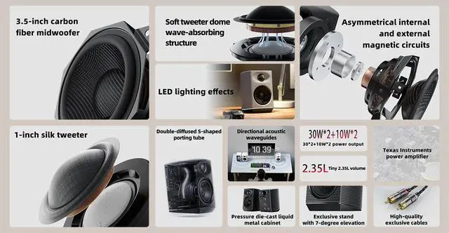 Alt view image 4 of 7 - FiiO SP3 High Fidelity Active Desktop Speakers