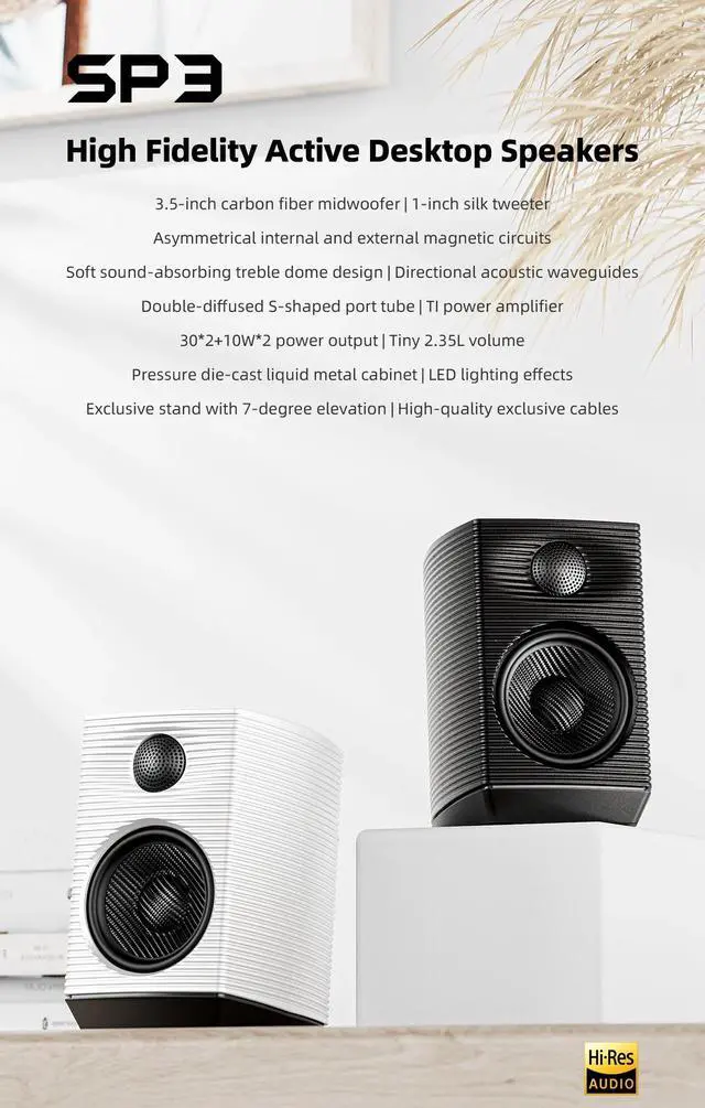 Alt view image 3 of 7 - FiiO SP3 High Fidelity Active Desktop Speakers