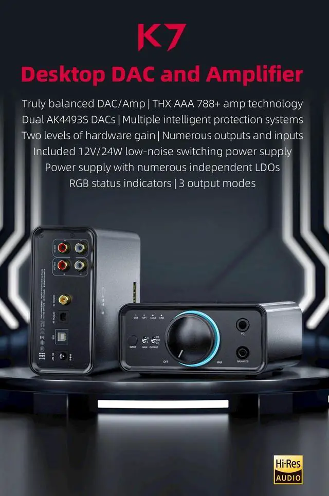Alt view image 2 of 7 - FiiO K7 Balanced Headphone DAC/Amp (Apos Certified)