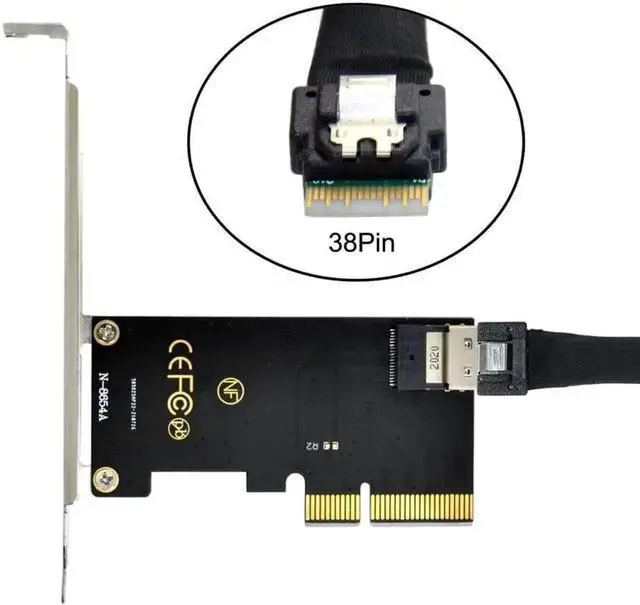 Alt view image 3 of 3 - WRIARICH SFF-8654 Slimline SAS PCIe 3.0/4.0 Adapter Card Kit, PCI Express to SFF-8654 Expansion Card with SFF-8654 to SFF-8639 U.2 NVMe SSD Cable for Motherboard Enterprise U2 Storage Drives