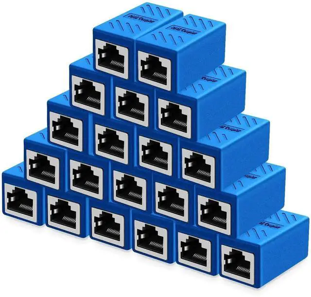 Main image of WRIARICH 20 Pack Blue RJ45 Inline Coupler, Female to Female Ethernet Cable Extender Adapter, Compatible with Cat5 Cat5e Cat6 Cat6a Cat7 Cat8 LAN Cables