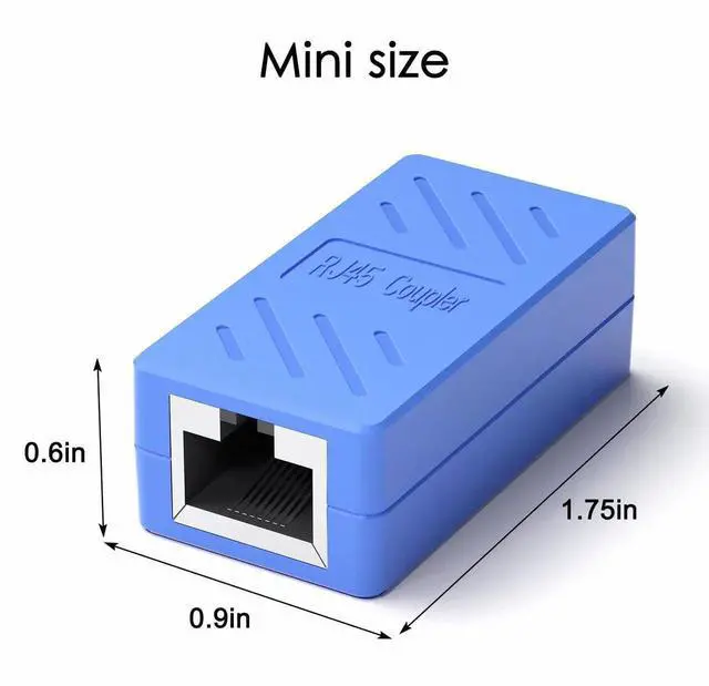 Alt view image 6 of 7 - WRIARICH 20 Pack Blue RJ45 Inline Coupler, Female to Female Ethernet Cable Extender Adapter, Compatible with Cat5 Cat5e Cat6 Cat6a Cat7 Cat8 LAN Cables