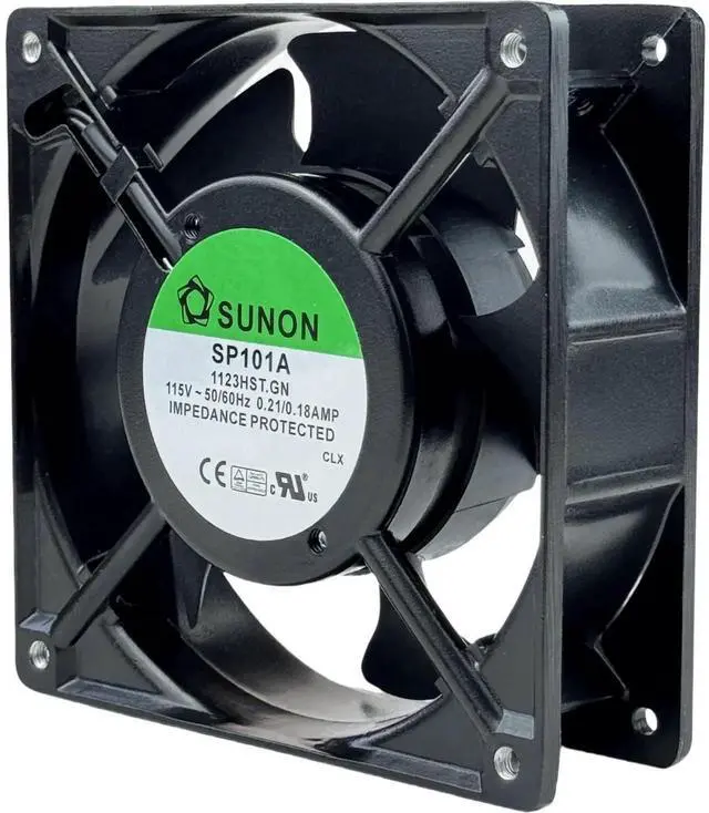 Alt view image 4 of 7 - WRIARICH SUNON SP101A-1123HST.GN 12038 AC115V Dual Ball Bearing Cooling Fan, 120×120×38mm 2900RPM 2-Pin Industrial Cabinet Fan