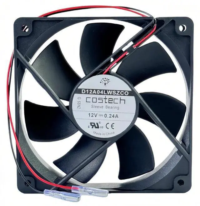 Main image of WRIARICH COSTECH D12A04LWSZC0 12025 DC12V 0.24A 2-Wire Sleeve Bearing Cooling Fan, 120×120×25mm 12CM Replacement Fan for Server & Chassis
