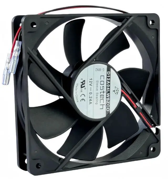 Alt view image 4 of 7 - WRIARICH COSTECH D12A04LWSZC0 12025 DC12V 0.24A 2-Wire Sleeve Bearing Cooling Fan, 120×120×25mm 12CM Replacement Fan for Server & Chassis