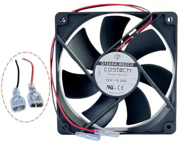 Alt view image 5 of 7 - WRIARICH COSTECH D12A04LWSZC0 12025 DC12V 0.24A 2-Wire Sleeve Bearing Cooling Fan, 120×120×25mm 12CM Replacement Fan for Server & Chassis