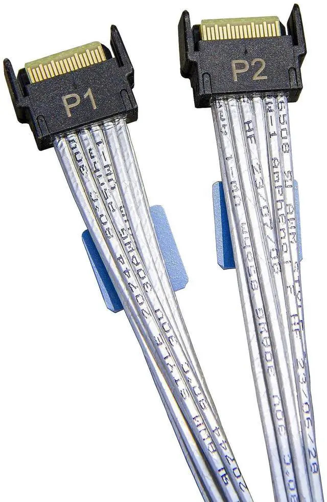 Alt view image 4 of 7 - 80CM PCIe Gen5 MCIO Splitter Cable, MCIO x8 74Pin Straight Male to Dual MCIO x4 38Pin Male Double Extension Cord, Mini Cool Edge IO High-Density Server Interconnect Cable for Multi-NVMe Storage Backpl