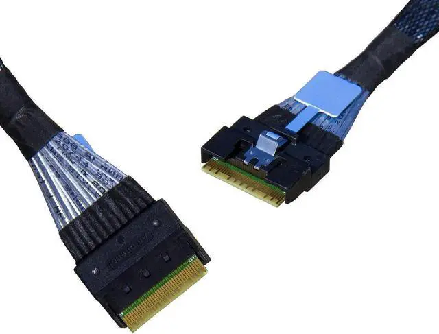 Alt view image 3 of 7 - 80CM PCIe Gen5 MCIO Splitter Cable, MCIO x8 74Pin Straight Male to Dual MCIO x4 38Pin Male Double Extension Cord, Mini Cool Edge IO High-Density Server Interconnect Cable for Multi-NVMe Storage Backpl