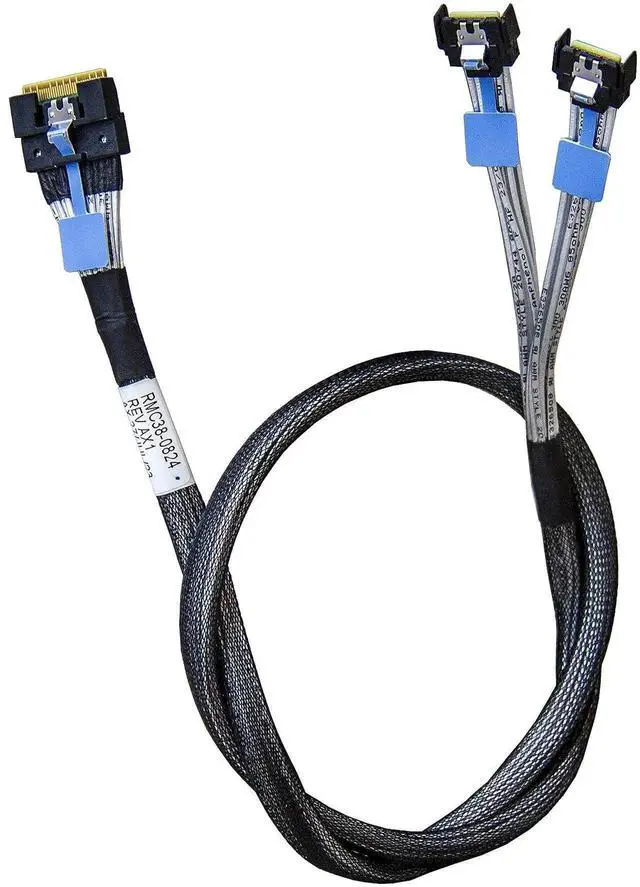 Alt view image 6 of 7 - 80CM PCIe Gen5 MCIO Splitter Cable, MCIO x8 74Pin Straight Male to Dual MCIO x4 38Pin Male Double Extension Cord, Mini Cool Edge IO High-Density Server Interconnect Cable for Multi-NVMe Storage Backpl