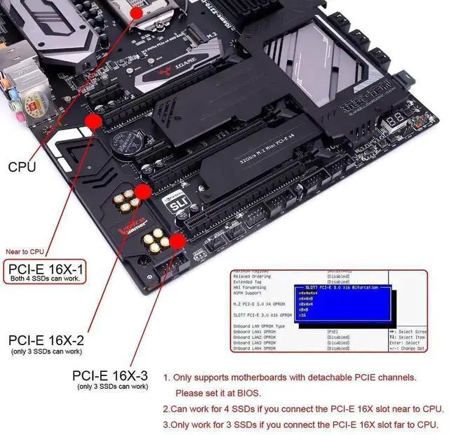 Alt view image 3 of 7 - WRIARICH PCIe 3.0 x16 VROC RAID Adapter Card, M.2 NVMe AHCI Gen3 x4 to PCIe Gen3 x16 Hyper RAID Card Supports RAID 0