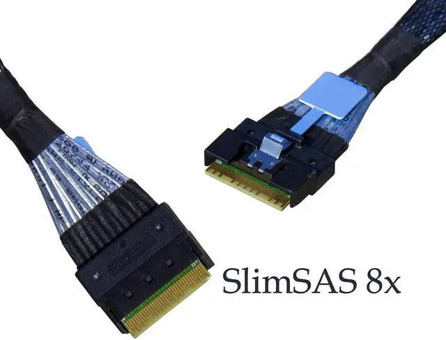Alt view image 5 of 6 - WRIARICH 100cm PCIe Gen5 Mini Cooledge IO (MCIO) Double Straight Cable, MCIO x8 74Pin to SlimSAS SFF-8654 x8 74Pin Straight Through High-Speed NVMe Storage Cable