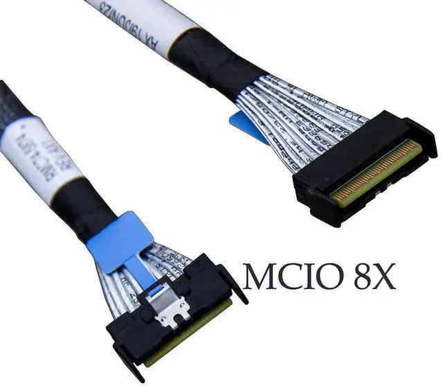 Alt view image 6 of 6 - WRIARICH 100cm PCIe Gen5 Mini Cooledge IO (MCIO) Double Straight Cable, MCIO x8 74Pin to SlimSAS SFF-8654 x8 74Pin Straight Through High-Speed NVMe Storage Cable