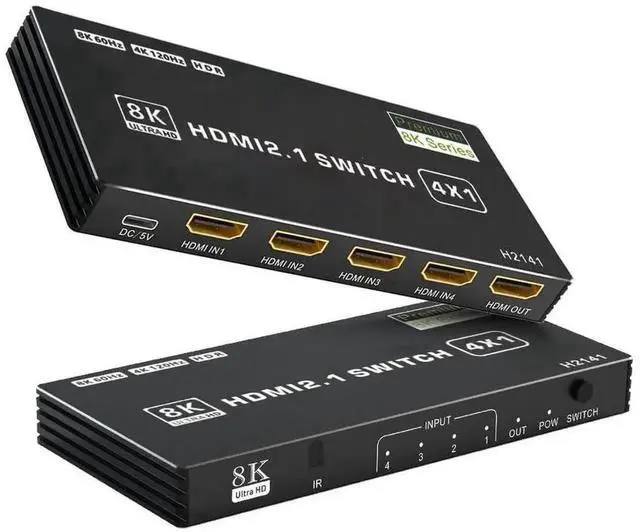 Main image of WRIARICH 8K HDMI 2.1 Switch 4 in 1 Out, 48Gbps High Speed HDMI Switch Box with IR Remote & Auto Switching, Supports HDR10 HDCP2.3, Compatible with PS5, PS4, PS3, Xbox, Nintendo Switch, HDTV & Monitor