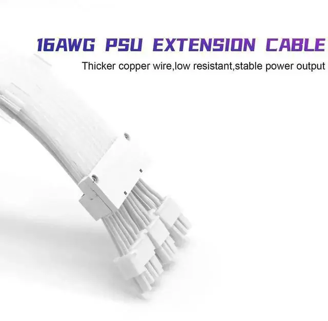 Alt view image 6 of 7 - WRIARICH Full White ARGB GPU Extension Cable Kit, 3×8(6+2)Pin Strimer Style PSU Cord, 5V 3Pin Addressable Sync with White Connectors for White Themed PC Builds