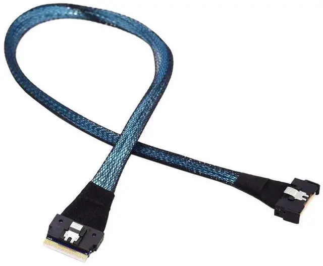Alt view image 4 of 6 - WRIARICH 50cm PCIe 5.0 MCIO 74Pin to SFF-8654 8i 74Pin Extension Cable, Mini Cool Edge IO to Slimline SAS 4.0 24Gbps High-Density Server Interconnect Cable for NVMe Storage Backplane Arrays