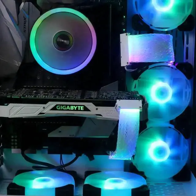 Alt view image 3 of 7 - WRIARICH Full White ARGB GPU Extension Cable Kit, 3×8(6+2)Pin Strimer Style PSU Cord, 5V 3Pin Addressable Sync, Transparent Mesh Connectors for White Theme PC Case
