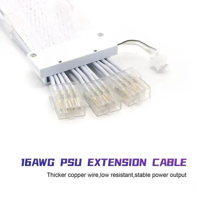 Alt view image 6 of 7 - WRIARICH Full White ARGB GPU Extension Cable Kit, 3×8(6+2)Pin Strimer Style PSU Cord, 5V 3Pin Addressable Sync, Transparent Mesh Connectors for White Theme PC Case