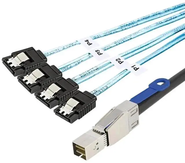 Alt view image 4 of 5 - WRIARICH Mini SAS HD SFF-8644 to 4 SATA 7-Pin Breakout Cable with Built-in IC, 6Gbps Server Storage Interconnect Cord, 28AWG Pure Copper, 3 Meters