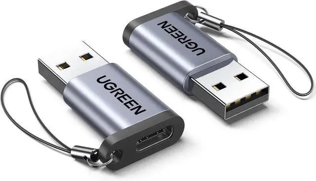 Main image of UGREEN 10Gbps USB A Male to USB C Female Adapter 2 Pack Gray, USB 3.2 Gen2 Type C Converter, 3A Fast Charging & Data Sync, Compatible with iPhone 15/14/13, Apple Watch, AirPods 3, MacBook, Samsung Gal