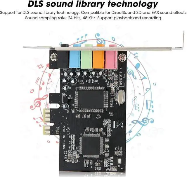 Alt view image 4 of 7 - WRIARICH 6 Channel PCIe Stereo Sound Card, Desktop Internal Audio Conversion Hardware with Driver CD, Compatible with Windows XP/Vista/7 32/64 Bit