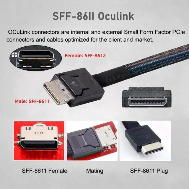 Alt view image 7 of 7 - WRIARICH External OCuLink SFF-8612 SFF-8611 to M.2 M-Key NVMe PCIe SSD Enclosure Adapter, Only Supports 2280 NGFF SSD for Motherboard External Storage Expansion
