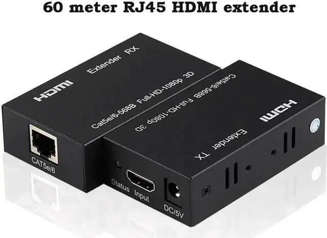 Main image of WRIARICH 196Ft/60M 1080P HDMI Extender TX+RX Over Single Cat6 RJ45 Cable, Support 3D HDCP EDID Copy
