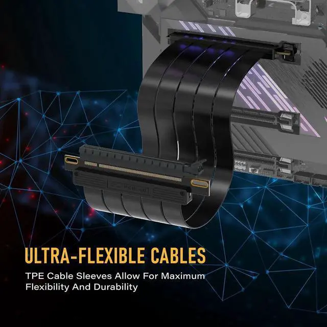 Alt view image 4 of 7 - WRIARICH PCIe 4.0 x16 Extreme Flexible GPU Riser Cable, Straight Connector, 11.8 Inch (30cm) High Speed Graphics Card Extension Cord