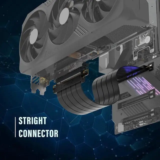 Alt view image 5 of 7 - WRIARICH PCIe 4.0 x16 Extreme Flexible GPU Riser Cable, Straight Connector, 11.8 Inch (30cm) High Speed Graphics Card Extension Cord