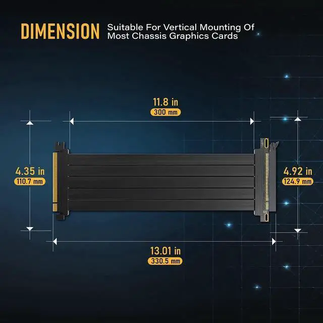 Alt view image 6 of 7 - WRIARICH PCIe 4.0 x16 Extreme Flexible GPU Riser Cable, Straight Connector, 11.8 Inch (30cm) High Speed Graphics Card Extension Cord