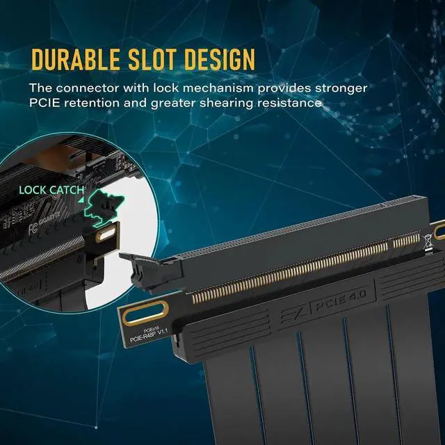 Alt view image 7 of 7 - WRIARICH PCIe 4.0 x16 Extreme Flexible GPU Riser Cable, Straight Connector, 11.8 Inch (30cm) High Speed Graphics Card Extension Cord