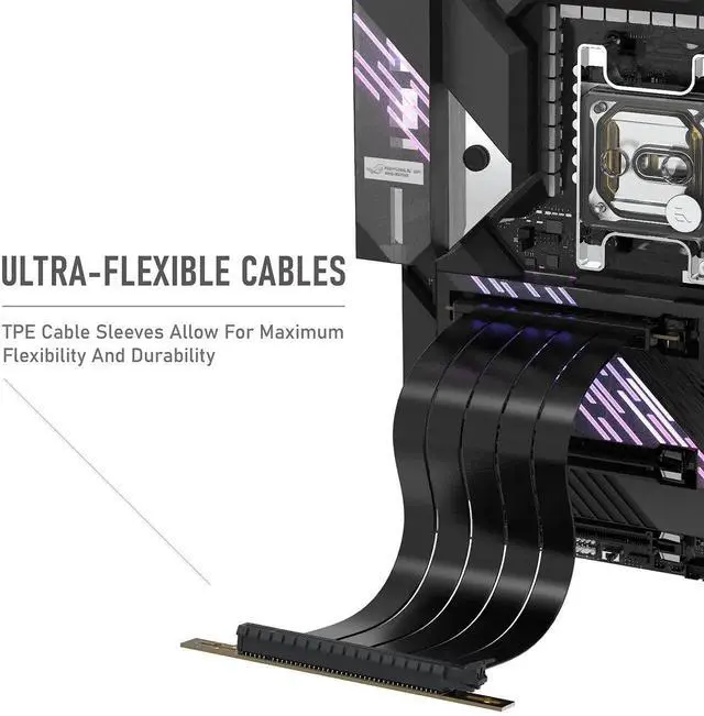 Alt view image 2 of 7 - WRIARICH PCIe Gen4 x16 Extreme Flexible GPU Riser Cable, Right Angle PCIe 4.0 Extension Card, 11.8 Inch (30cm) Full Speed Graphics Card Extender