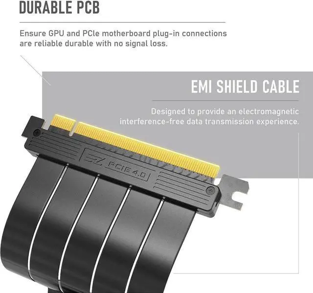 Alt view image 6 of 7 - WRIARICH PCIe Gen4 x16 Extreme Flexible GPU Riser Cable, Right Angle PCIe 4.0 Extension Card, 11.8 Inch (30cm) Full Speed Graphics Card Extender