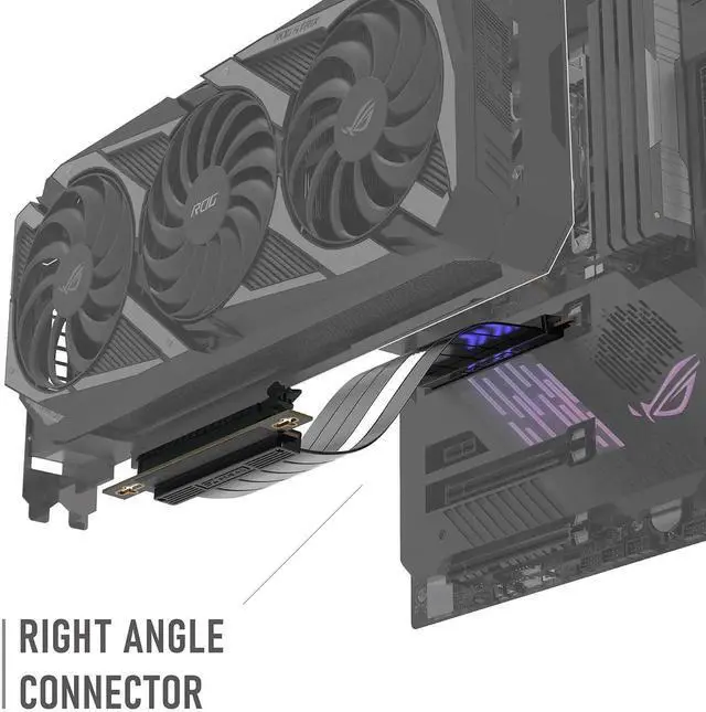Alt view image 7 of 7 - WRIARICH PCIe Gen4 x16 Extreme Flexible GPU Riser Cable, Right Angle PCIe 4.0 Extension Card, 11.8 Inch (30cm) Full Speed Graphics Card Extender
