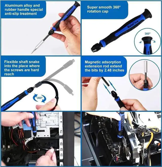 Alt view image 4 of 7 - WRIARICH 126-in-1 Magnetic Precision Screwdriver Repair Kit with 111 Bits for iPhone, MacBook, PC, Laptop, Tablet & Xbox