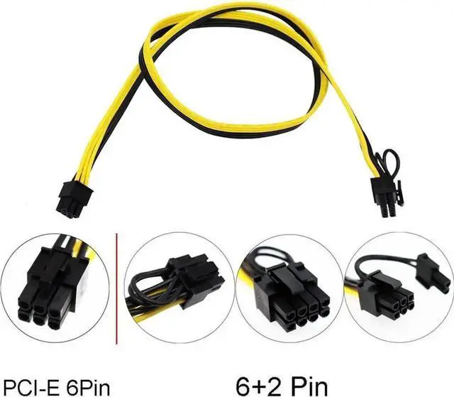 Alt view image 2 of 7 - WRIARICH 5PCS 100cm PCI-E 6Pin to 8Pin (6+2Pin) GPU Power Extension Cable, 18AWG Heavy-Duty PCIe Cable for BTC Mining Rig