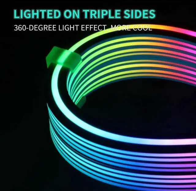 Alt view image 5 of 7 - WRIARICH 2×PCIe 8(6+2)Pin ARGB GPU Power Extension Cable, 5V 3Pin Addressable RGB Synchronizable Strimer Cord, Four-Sided Full Lighting, White Design for Custom Gaming PC Builds