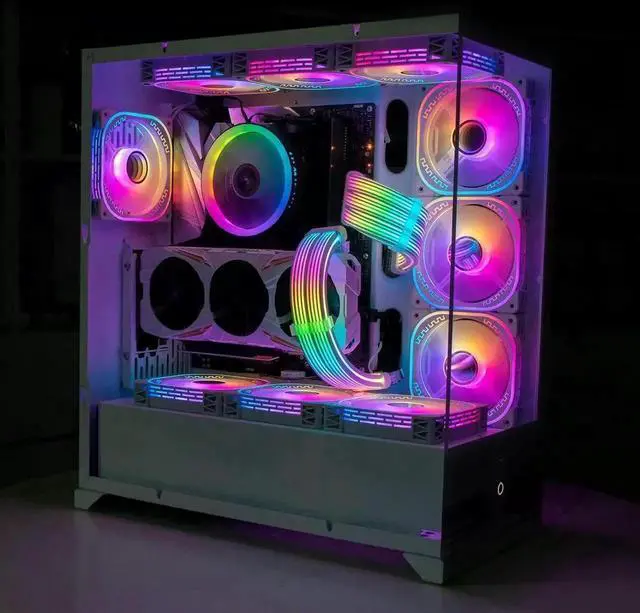 Alt view image 7 of 7 - WRIARICH 2×PCIe 8(6+2)Pin ARGB GPU Power Extension Cable, 5V 3Pin Addressable RGB Synchronizable Strimer Cord, Four-Sided Full Lighting, White Design for Custom Gaming PC Builds