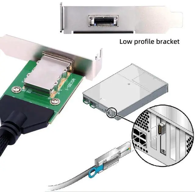 Alt view image 2 of 7 - WRIARICH External SFF-8088 to SFF-8088 Standard Mini SAS Extension Cable with Low Profile PCBA Bracket, 26Pin SAS2.0 High-Speed Storage Interconnect Cable for Server RAID HBA & Data Center JBOD