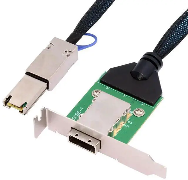 Main image of WRIARICH External SFF-8088 to SFF-8088 Standard Mini SAS Extension Cable with Low Profile PCBA Bracket, 26Pin SAS2.0 High-Speed Storage Interconnect Cable for Server RAID HBA & Data Center JBOD