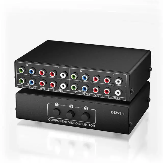 Main image of 3 in 1 Out Component AV Switch Box, 3-Port 5 RCA YPbPr RGB Component Video Selector with L/R Stereo Audio, Supports 1080P, Compatible with Xbox, Wii, PS1/PS2/PS3, SNES, DVD Players, STB and HDTV