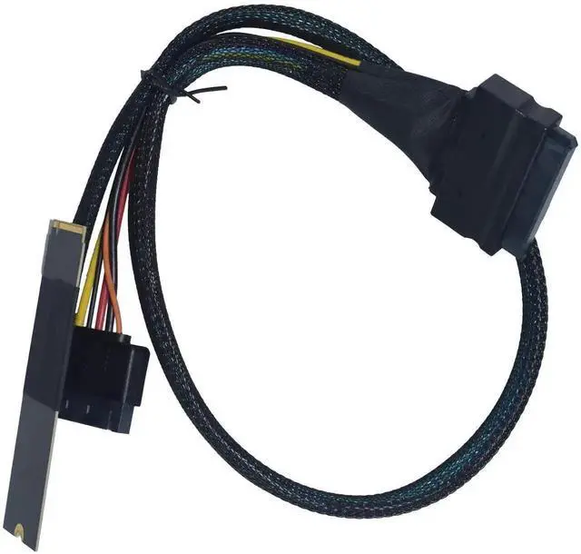 Alt view image 3 of 7 - WRIARICH 0.5M/1.6FT M.2 M-Key NVMe to U.2 SFF-8639 Extension Cable PCIe 4.0 x4 64Gbps with 15Pin SATA Power, for Mainboard M.2 Slot to 2.5" U.2 NVMe SSD Server Storage Docking