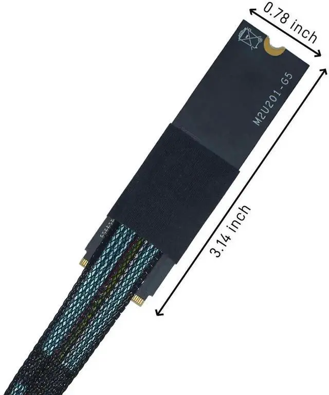 Alt view image 7 of 7 - WRIARICH 0.5M/1.6FT M.2 M-Key NVMe to U.2 SFF-8639 Extension Cable PCIe 4.0 x4 64Gbps with 15Pin SATA Power, for Mainboard M.2 Slot to 2.5" U.2 NVMe SSD Server Storage Docking
