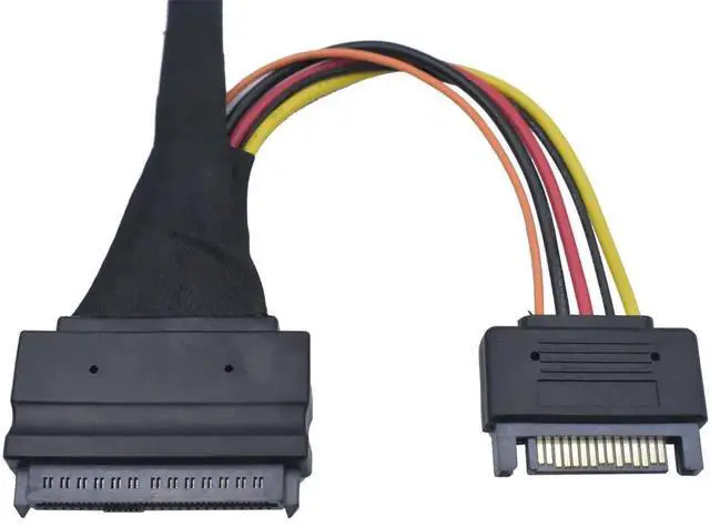 Alt view image 5 of 7 - WRIARICH 0.5M/1.6FT M.2 M-Key NVMe to U.2 SFF-8639 Extension Cable PCIe 4.0 x4 64Gbps with 15Pin SATA Power, for Mainboard M.2 Slot to 2.5" U.2 NVMe SSD Server Storage Docking