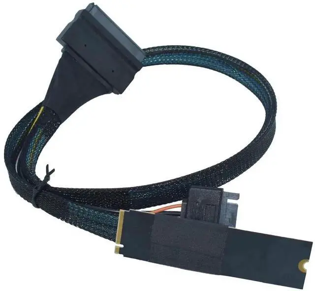 Alt view image 6 of 7 - WRIARICH 0.5M/1.6FT M.2 M-Key NVMe to U.2 SFF-8639 Extension Cable PCIe 4.0 x4 64Gbps with 15Pin SATA Power, for Mainboard M.2 Slot to 2.5" U.2 NVMe SSD Server Storage Docking