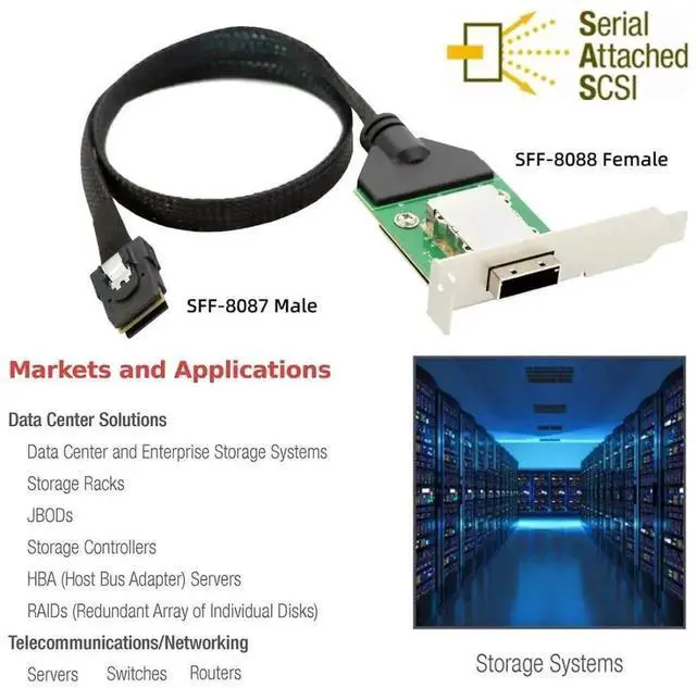 Alt view image 4 of 7 - WRIARICH SFF-8087 36Pin Internal to SFF-8088 26Pin External Mini SAS Cable with PCBA & Low Profile Bracket, SAS 2.0 6Gbps Host to External Storage Interconnect Cable for Servers RAID JBOD