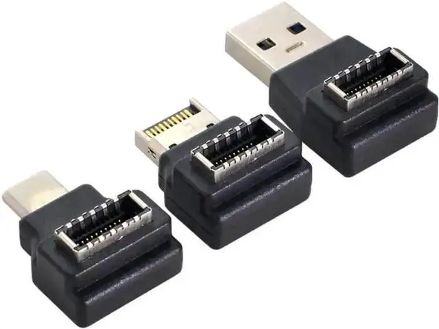 Alt view image 2 of 2 - WRIARICH 3 Pack USB 3.1 Front Panel Adapter, Type-E Male to Dual Type-A & Type-C Female Internal Header Converter for PC Chassis Front I/O