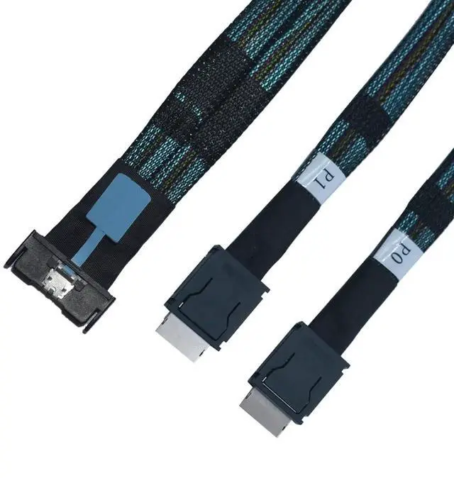 Alt view image 3 of 5 - WRIARICH PCIe 5.0 MCIO x8 to Dual OCuLink SFF-8611 4i Breakout Cable, 80CM / 2.6FT High-Speed Server Storage Interconnect Wire