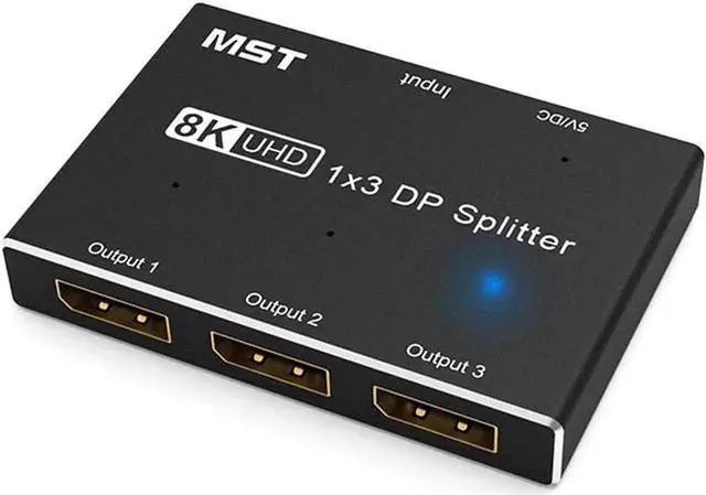 Main image of WRIARICH 1 in 3 Out DisplayPort Splitter Hub, 8K@30Hz 4K@120Hz DP MST SST Converter Adapter, 1x3 DP Splitter for Ultra HD Source to 3 Monitors
